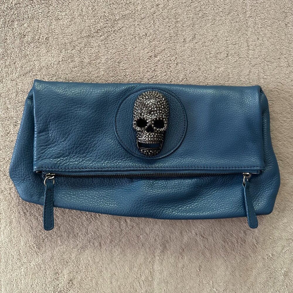 Thomas Wylde Teal leather clutch bag